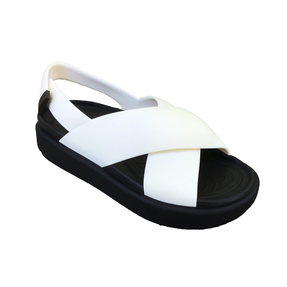 NWT Crocs Brooklyn Cross Luxe Women Size 7 Sandals Black White