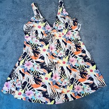 NWT Old Navy Swimsuit 2X One Piece Adjustable Straps Skirt Floral Padded Bra 3X