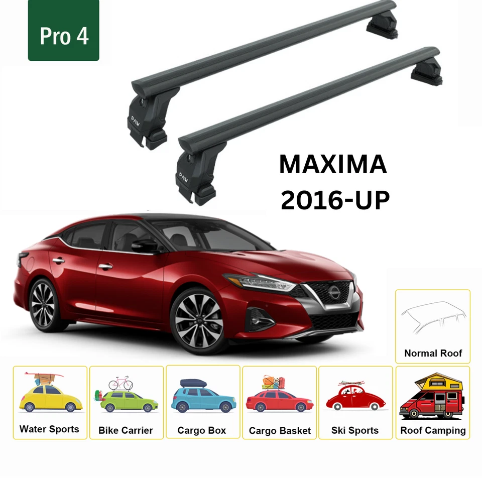 Поперечные дуги багажника на крышу для Nissan Maxima 2016-2023 годов выпуска нормальные черные - Изображение 2 из 4
