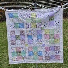 NEW Hand Pieced Baby Girl Crib Blanket Flannel 40x40