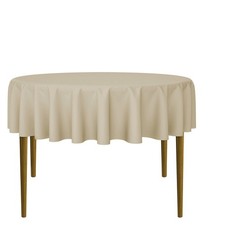 10 Pack 70" Round Polyester Fabric Tablecloths for Wedding Banquets - Beige