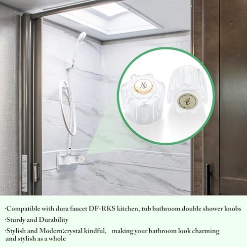 RV Faucet Parts Bathroom Sink Camper Shower Knobs Replacment 2 Piece, Crystal