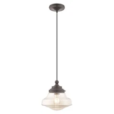 Lighting 41223-92 Art Glass - 11" One Light Mini Pendant, English Bronze Fini...