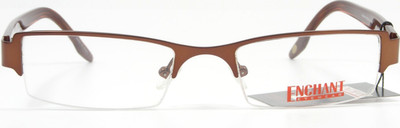Enchant Eyewear EE0614 BRN Brown Semi-Rimless Eyeglasses Frame 50-19-138 NEW