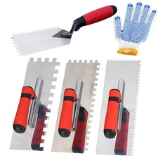 5Pcs Square Notched Trowel Set,Stainless Steel Concrete Trowels Margin Floori...