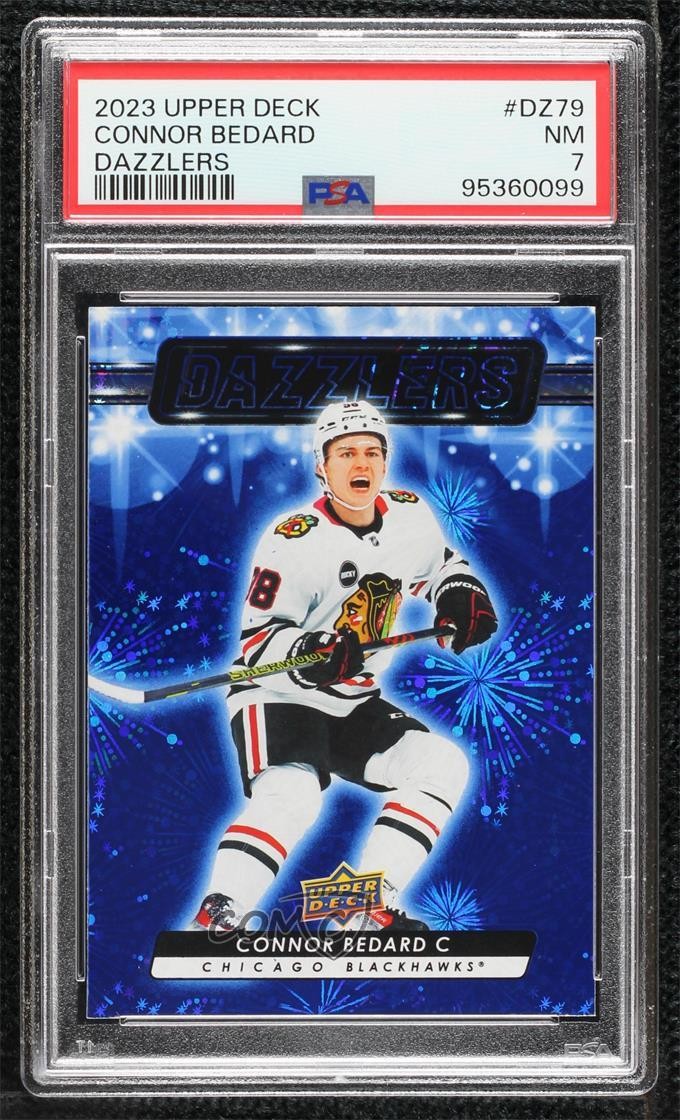2023-24 Upper Deck Series 2 Dazzlers Blue Connor Bedard #DZ-79 PSA 7 Rookie RC