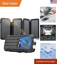20000mAh Solar Power Bank with Built-in 3 Cables & Wireless Charging – Ideal ...