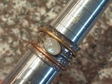 Moonstone Ring Statement Ring with Copper and Brass spinning rings