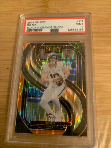 🔥 2024 Select RC Bo Nix Black and Orange Shock Broncos PSA 9
