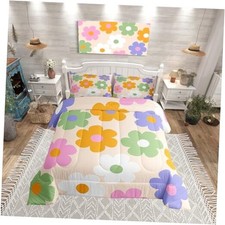 70s Groovy Bedding Set for Boys Girls,Retro Daisy Flowers All Full Cyj17208