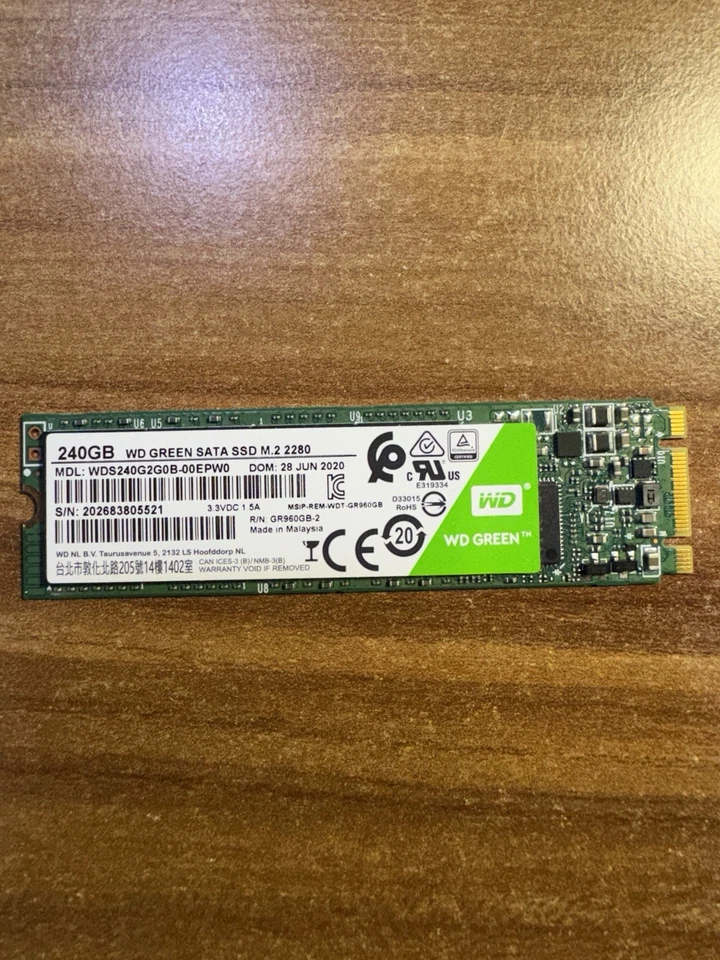 Western Digital WD Green SATA SSD 240GB, M.2 2280 / B-M-Key / Recertified new