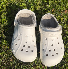 Crocs Classic UNISEX Lined Clog White Faux Fur Slip On Lined Shoes W 9 M 7