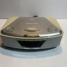 RCA Model RP4010 A Clock Radio AM FM CD Alarm White Stainless