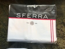 Sferra Grande Hotel KING Duvet Cotton Percale WHITE/Berry NIP 