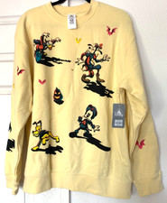 Disney Parks Holiday Pull Over Sweater Yellow Mickey Friends Sweatshirt-NWT