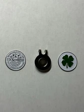 Luck Of The Irish + 4-Leaf Clover 1" Coin Style Golf Markers With Bonus Hat Clip