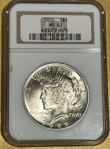 1922 Peace Silver Dollar NGC MS63 - Toned w/ Beautiful Luster - NGC Certified