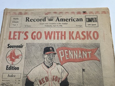 1970 Boston Record American Red Sox Eddie Kasko Mgr Art Sports Newspaper OFF3