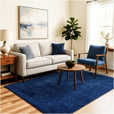 Koeckritz Modern Soft Darkest Blue Area Rug   Living Room & Bedroom Décor Rugs