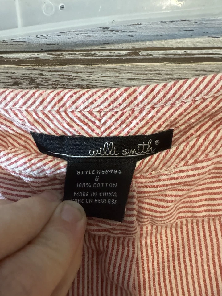 Bermudas Willi Smith para mujer talla 6 - 97 % mezcla de algodón rojo y blanco  Foto 3 de 4