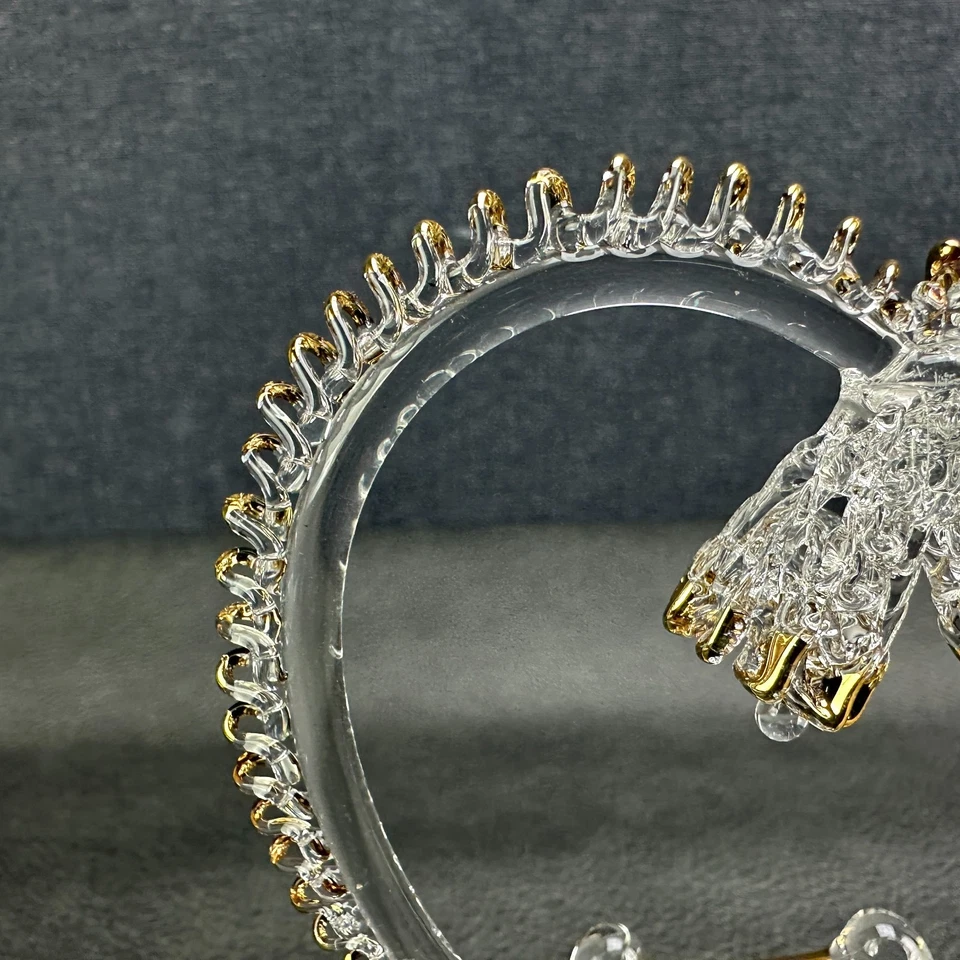 De Colección Ornamentado Soplado a Mano Vidrio Boda Pastel Topper Corazón Colibríes Dorado Foto 4 de 4