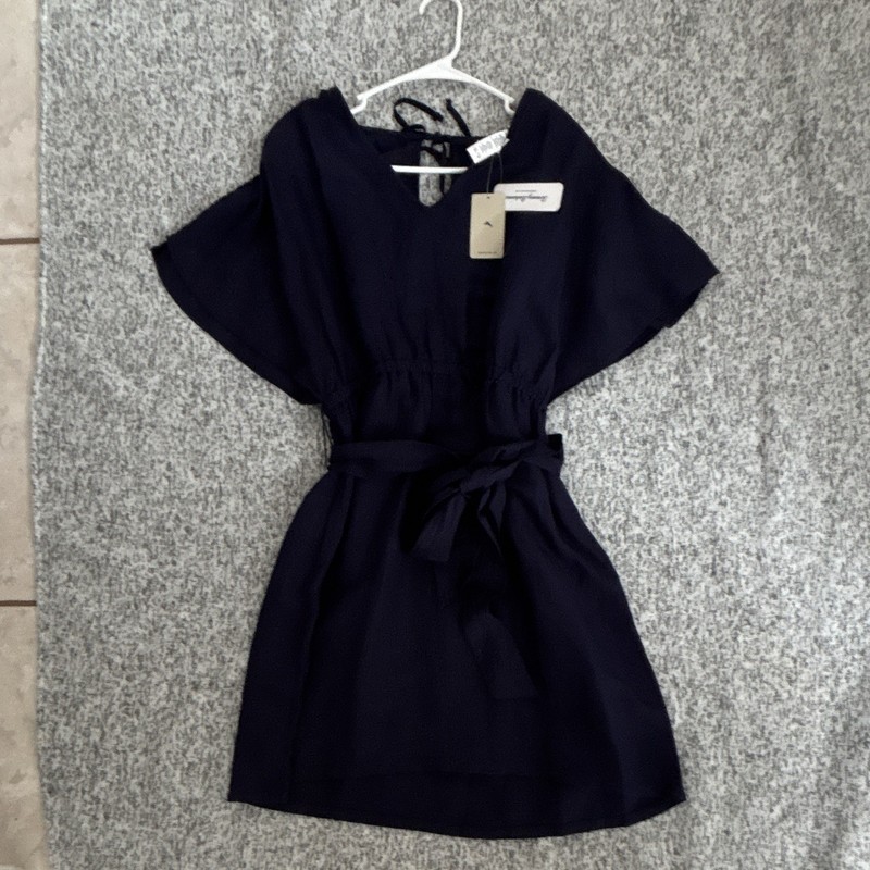 Tommy Bahama Women's Navy V-Neck Short Sleeve Belted Tie Waist Romper M
