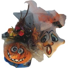 Set Of 2'Halloween Holiday Seasonal Hanging Decorative Ornaments Pumpkin Ghost