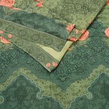 Indian Vintage Sari Green Blend Silk Woven Digital Printed Saree Craft Fabric 5y