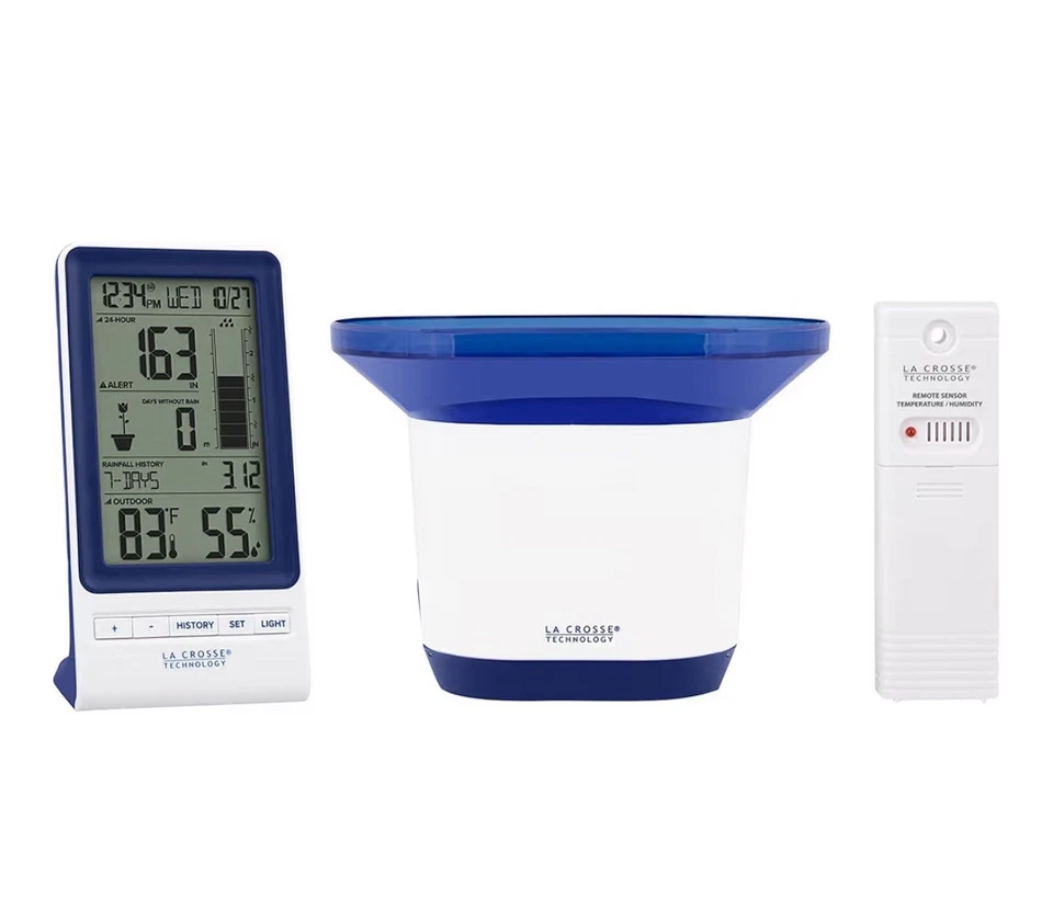 Estación de lluvia La Crosse Technology 724-1415B. Sin fuente de alimentación. Funciona con pilas. Foto 2 de 2