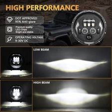 2Pcs 7 Inch Car Motorcycle LED Headlight With DRL/Turn Signal/Low PFYF