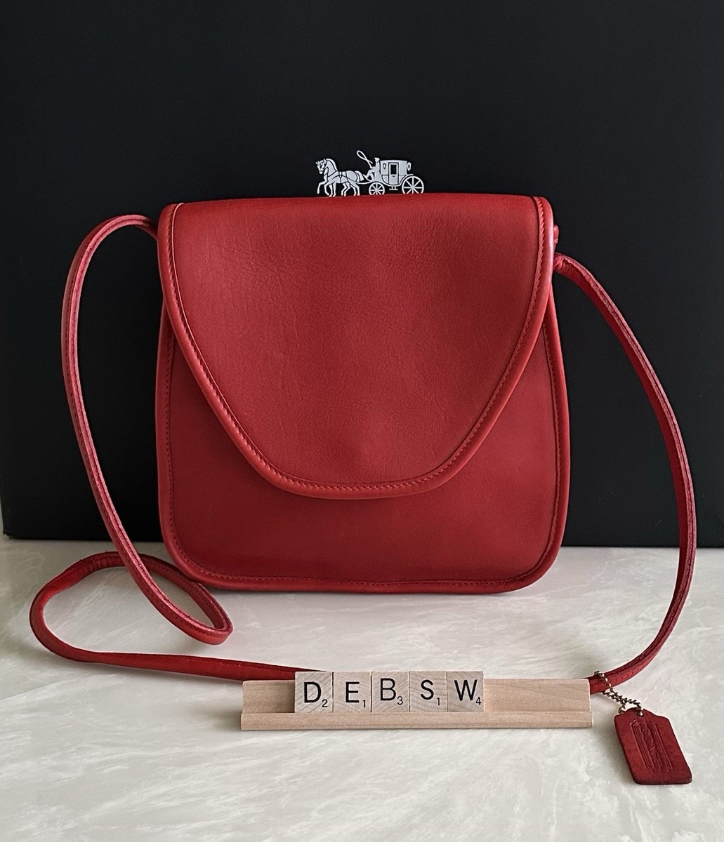 Coach Shoulder Bag Leather wine red 赤 COACH VINTAGE RED LINDSAY CROSSBODY 9888 | eBay