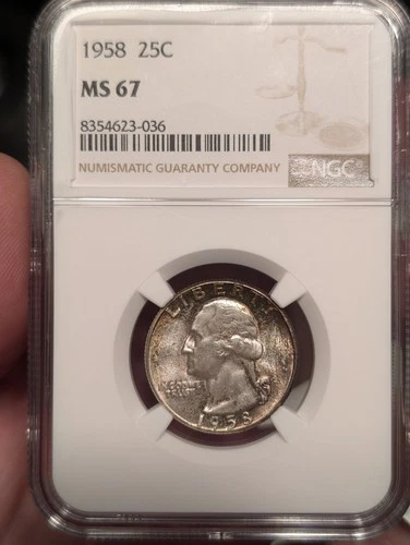 1958 Washington 25¢ NGC MS67 Toned
