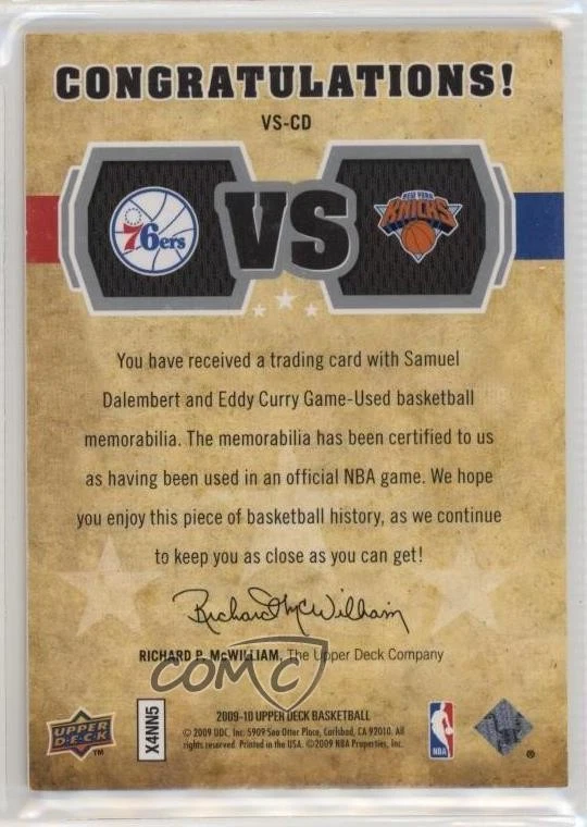 2009-10 Upper Deck VS Dual Materials /600 Eddy Curry Samuel Dalembert #VS-CD - Image 2 of 2