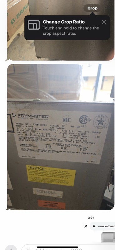 Commercial frymaster MJ240