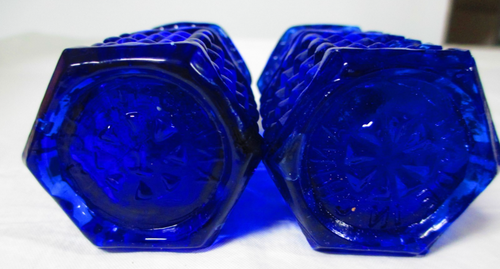 Cobalt Blue Anchor Hocking Vintage Glass Salt Pepper Shakers Set - Picture 4 of 5