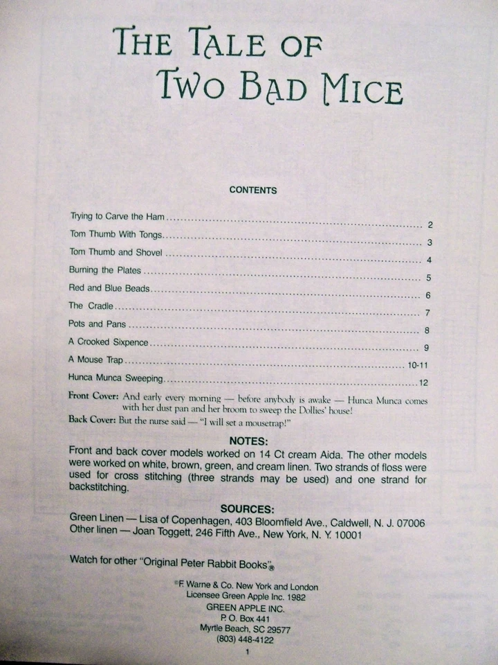 BEATRIX POTTER "TALE OF 2 BAD MICE" X-STITCH BOOKLET - Image 3 of 4