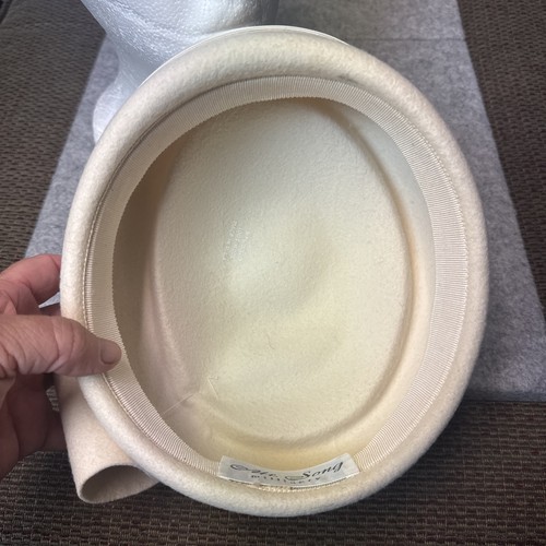 Mr. Song Millinery cremeweißer Hut kleine Krempe Schleife - Bild 5 von 7