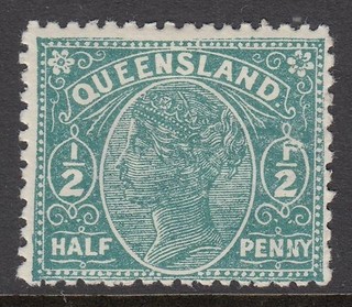 QLD 1890 ½d Blue Green MH SG186 £8