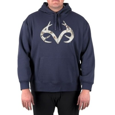NWT Realtree Graphic Hoodie Mens LG Pullover Blue New Casual Hiking Outdoors