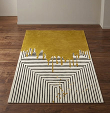 Gold Hand Tufted Wool Rug Luxury Modern Area Carpet Handmade Living Room Bedroom