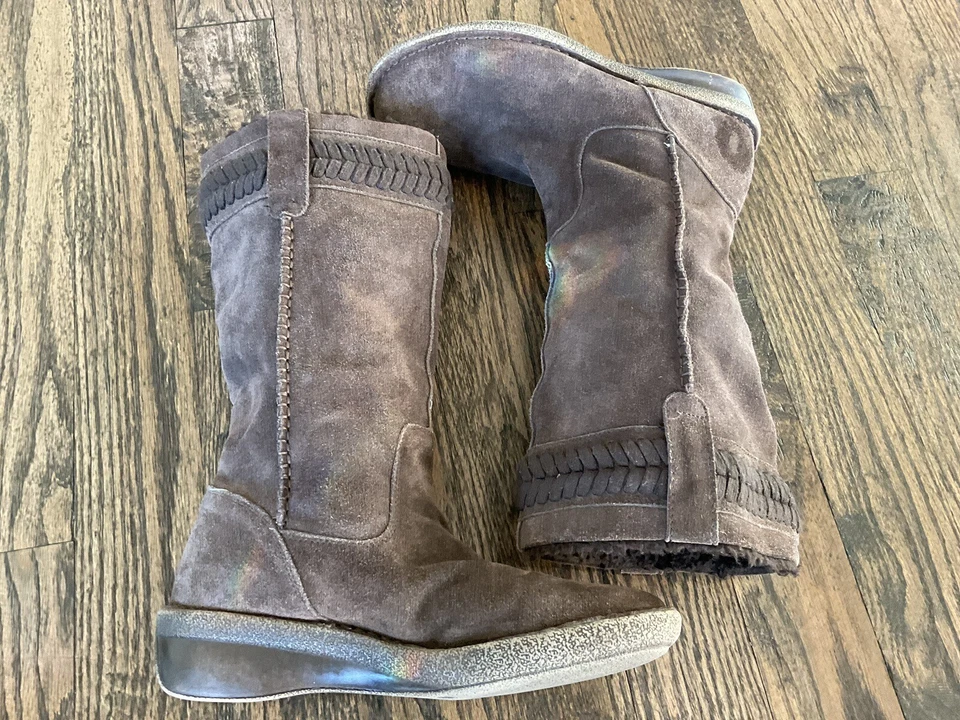 Bjorndal "Jolie" Suede Leather Boots-Faux Shearling-Brown Women's US Size 11 - Image 3 of 4