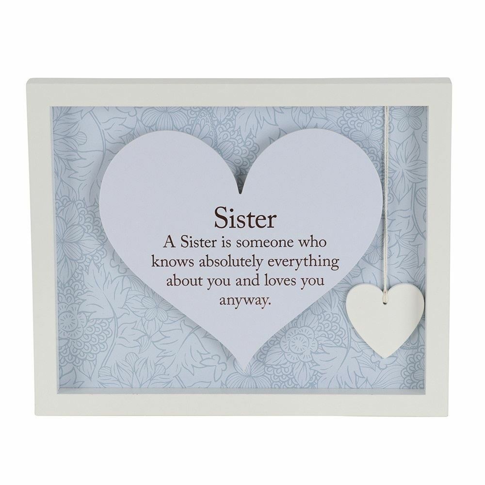 Sister Gift Idea Said With Sentiment Heart Frame Wall Art Home Keepsake
