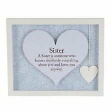 Image of Sister Gift Idea Said With Sentiment Heart Frame Wall Art Home Keepsake