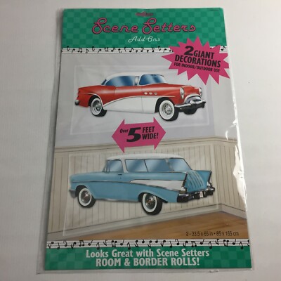 2 riesige Retro Auto Wand Display Aufkleber Poster | 5 Fuß | American Diner 50er Chevy