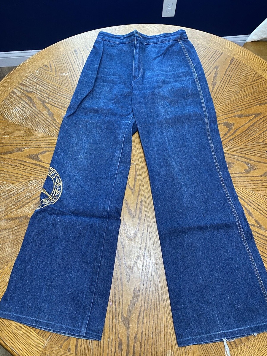 Vintage Vik Vizette Dark Blue Denim Jean Mercedes Benz Embroidered