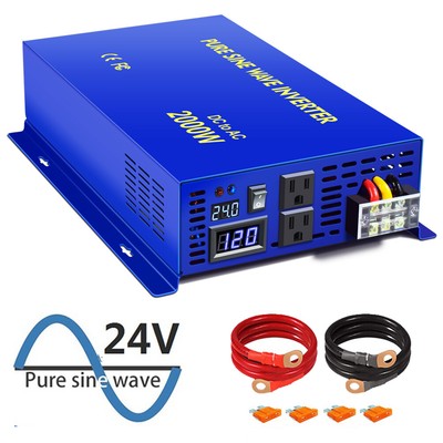 XYZ INVT Pure Sine Wave Inverter 24v 120v 2000W Home Car Solar Power Converter