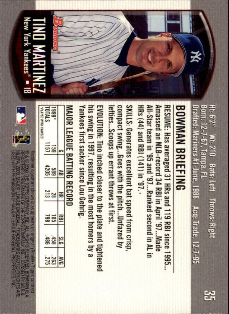 2000 Bowman #35 Tino Martinez - New York Yankees (Baseball Cards) at 's Sports Collectibles Store