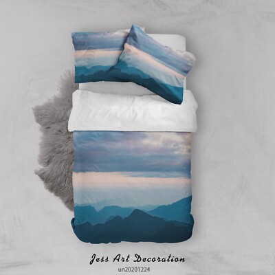 3D Mountain Sky Landscape Quilt Cover Set Bedding Sets Pillowcases Queen 3