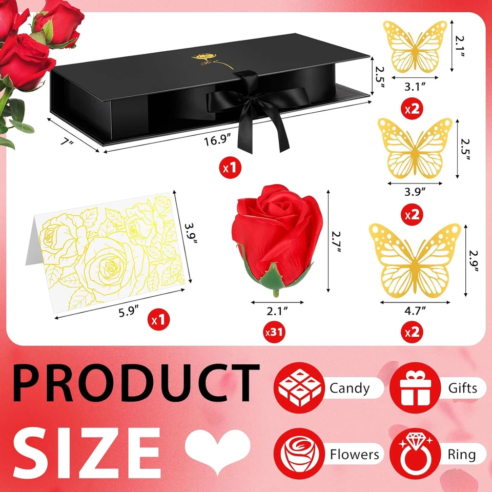 Caja para mamá con 31 flores para regalo del día de la madre más gruesa en forma de letra flor regalo B Foto 2 de 4