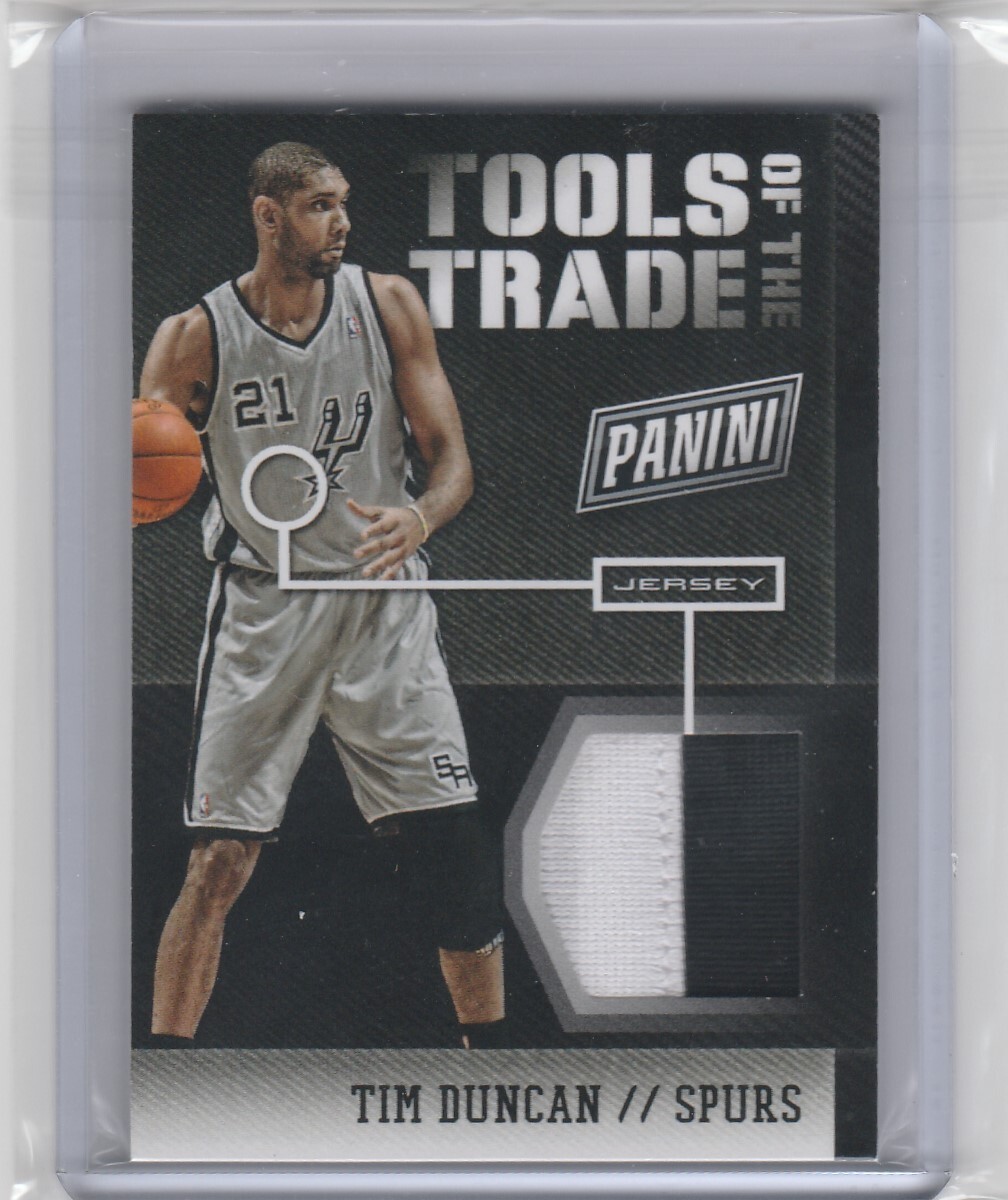 TIM DUNCAN 2014 PANINI NATIONAL TOOLS OF THE TRADE GAME USED JERSEY #'D 25/25 view 1
